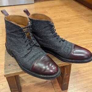 Taft The Jack boot in wool and full grain leather in Grey/Oxblood EU 45/11.5 US